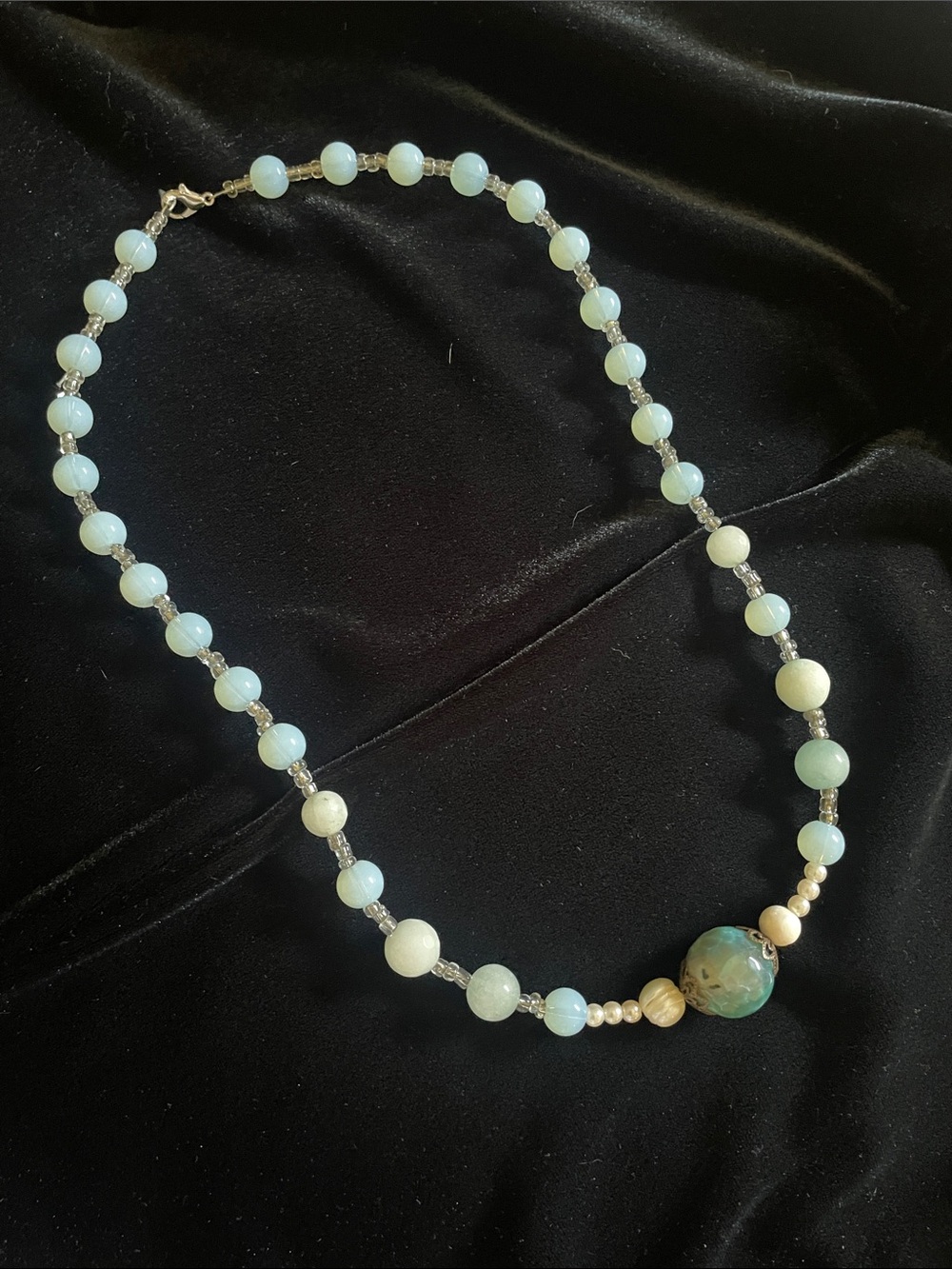 Handcrafted Aquamarine Beaded Necklace